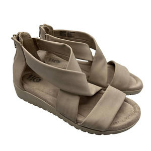 Earth Spirit‎ Womens Crossband Wedge Cushioned Sandals Taupe 7.5